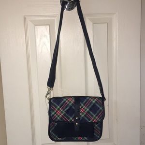 Plaid multi pocket cross body purse